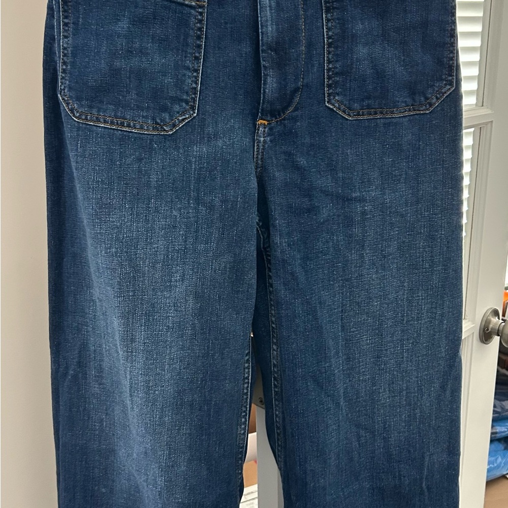 Maeve Colette Crop High-Rise Wide-Leg Dark Blue Jeans